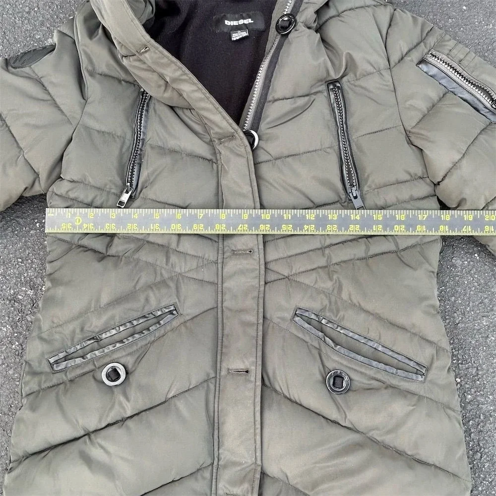 Diesel Girls Olive Green Faux Fur Hooded Parka Winter Jacket Size 14